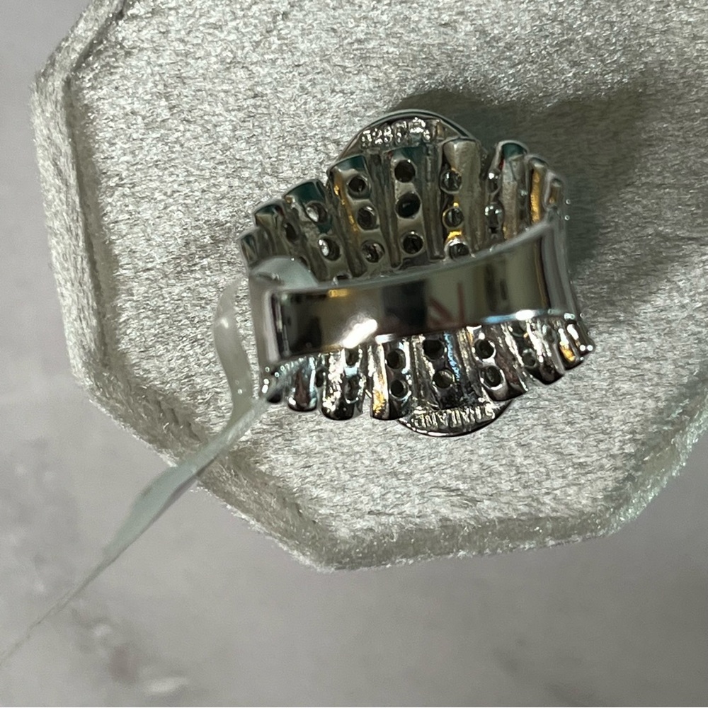 Larimar Wide Sterling Silver Ring White Topaz Accents Size 6 JTV NWT - Picture 6 of 7